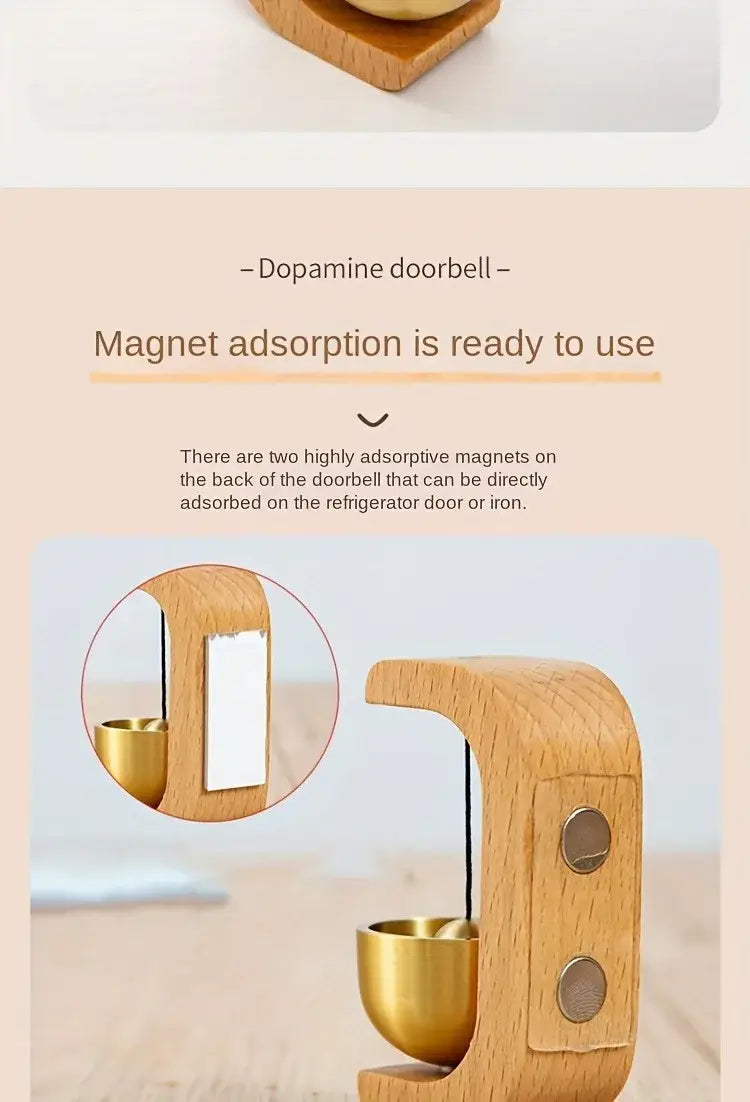 Brass Magnetic Doorbell Wind Chime – C-Shaped Reminder Bell for Home Car or Office Decor | Housewarming Gift