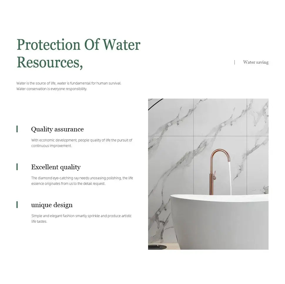 Bathroom Bathtub Floor Stand Faucet Rose Gold Mixer Single Handle Tap 360 Rotation Spout With Brass Hand Hot &Cold