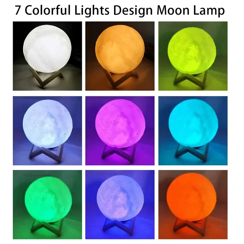 LED 3D Moon Night Light – Book Light Galaxy Lamp with Warm/White/7-Color Modes Battery Powered Kids Bedroom Decor &