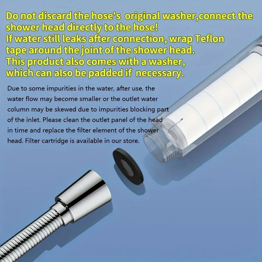 3-Level Adjustable Shower Head with Filter | Wall-Mounted Rain Shower Settings Painted Surface