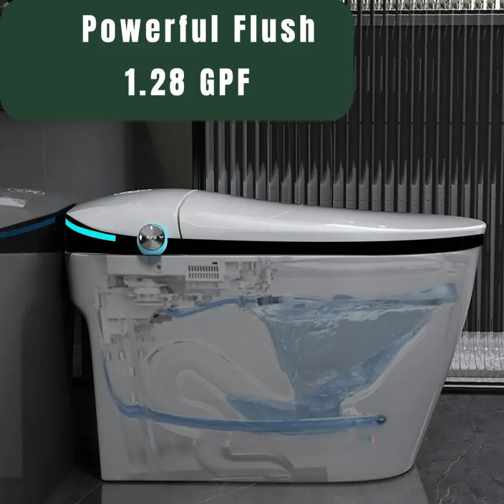 Luxury Smart Toilet with Bidet Seat Auto Open/Close Foot Sensor LED Display & Night Light