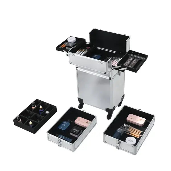 4pcs 拉杆式带万向轮 ABS 银色 化妆箱 75*35*25cm N001-29