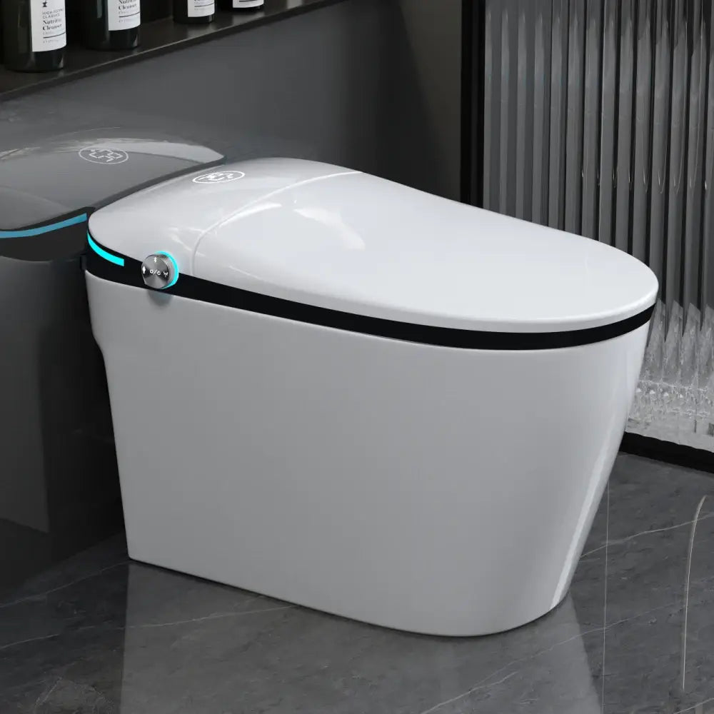 Luxury Smart Toilet with Bidet Seat Auto Open/Close Foot Sensor LED Display & Night Light