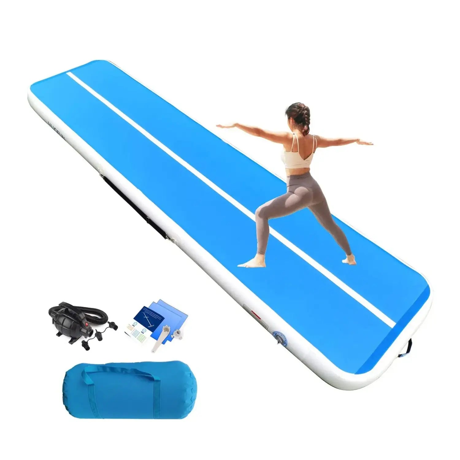 Inflatable AirTrack Gym Mat – PVC DWF Tumbling Mat for Gymnastics Cheer Taekwondo & Home Use (3m–10m Lengths)