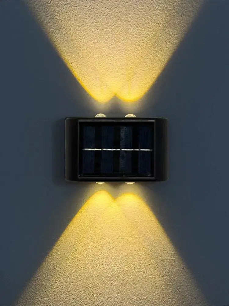 Solar Wall Light – 4-LED Up & Down Outdoor Decorative Lamp Waterproof Exterior Light for Garden Patio Yard (1/2/4/6