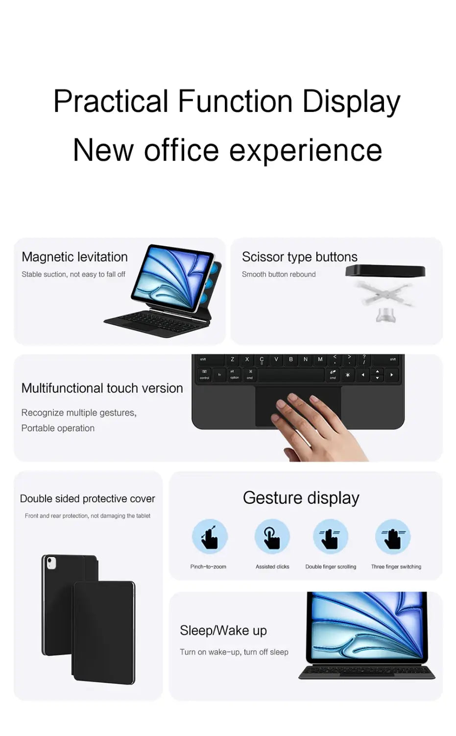 Magic Keyboard Case For iPad Pro 11 inch 12.9’’ M2 13 M4 Air 4th 5th ipad10 10th 10.9 Smart Cover Multi-touch Magnetic