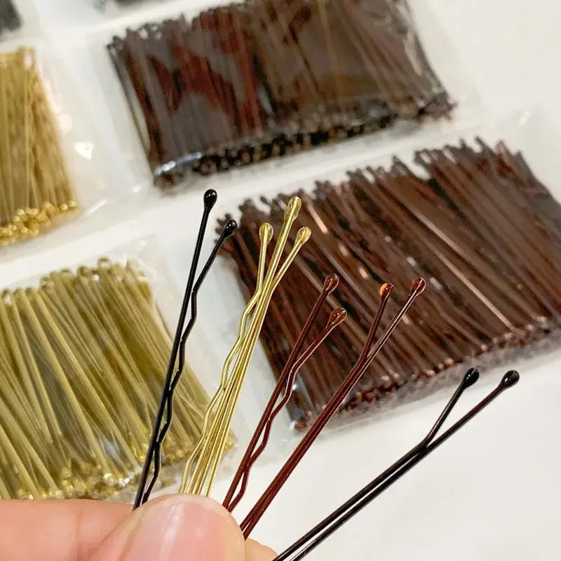 U-Shaped Gold Brown Plated Hairpins Metal Bobby Pins for Buns Hair Styling Salon Accessories
