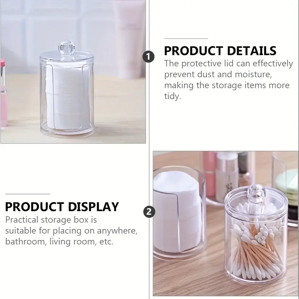Acrylic Storage Box Bathroom Jar Makeup Organizer Cotton Round Pad Holder Cotton Swab Box Qtip Holder Dispenser
