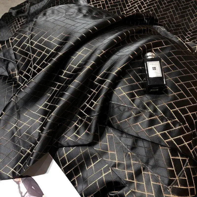 Luxury Black Gold Jacquard Egyptian Cotton Bedding Set - 4/6 Pcs
