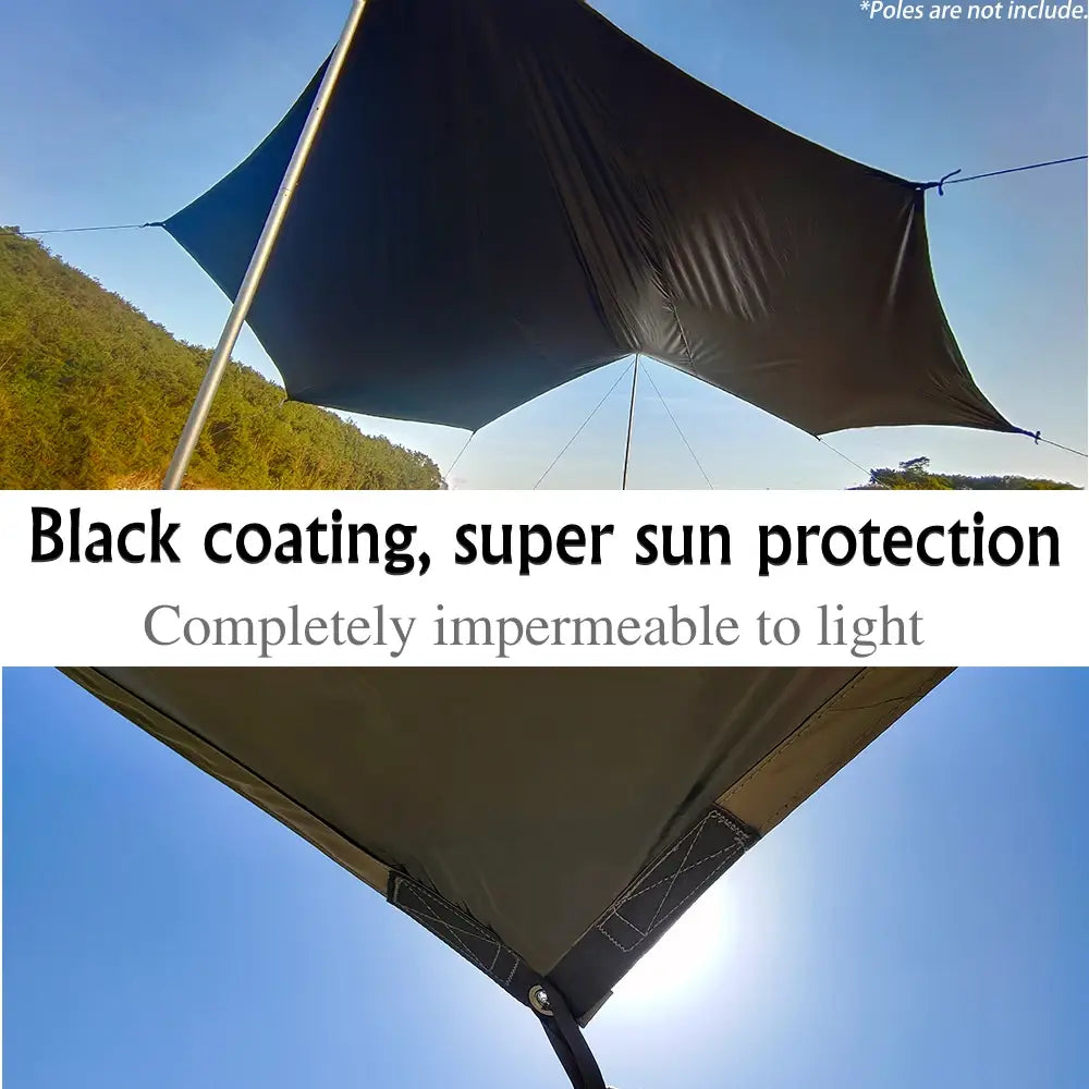 Octagon 5x5 Black Coating Tarp for 12 People – Waterproof Outdoor Camping Sunshade Awning