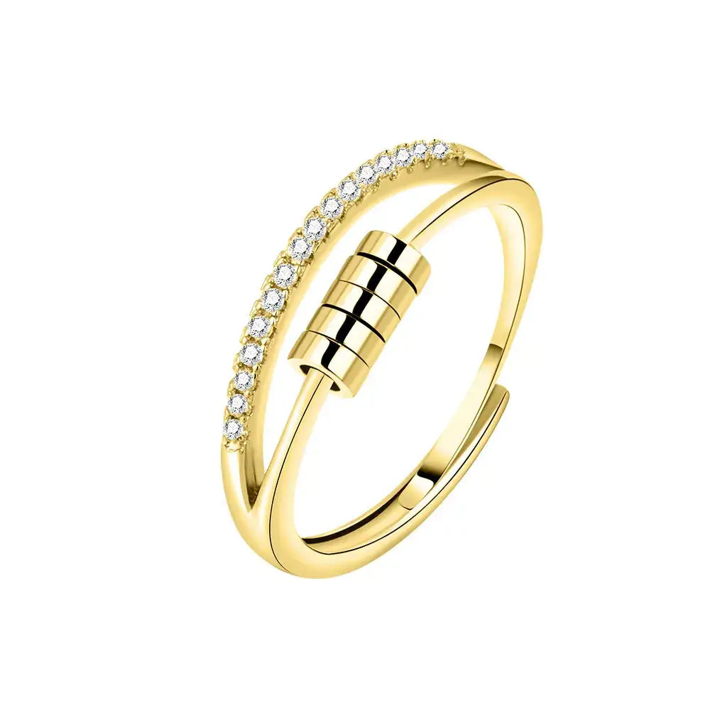 Adjustable Anxiety Ring Custom Name Ring – 925 Silver Fidget Spinner Meditation Ring for Stress Relief & Focus