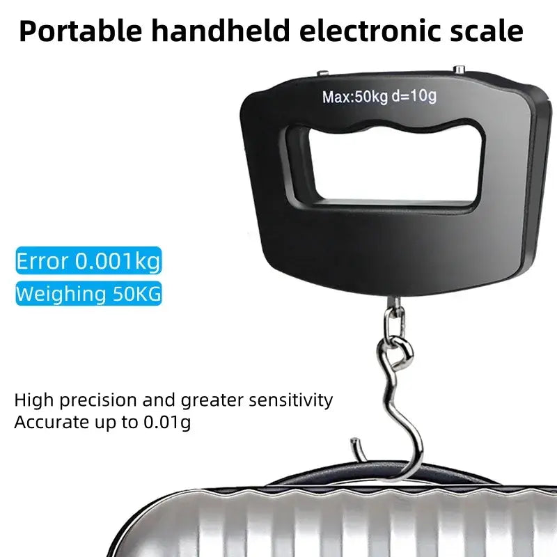 50kg/10g Portable Travel Luggage Scale – Handheld Electronic Digital Scale with Hook for Luggage Parcel Fishing