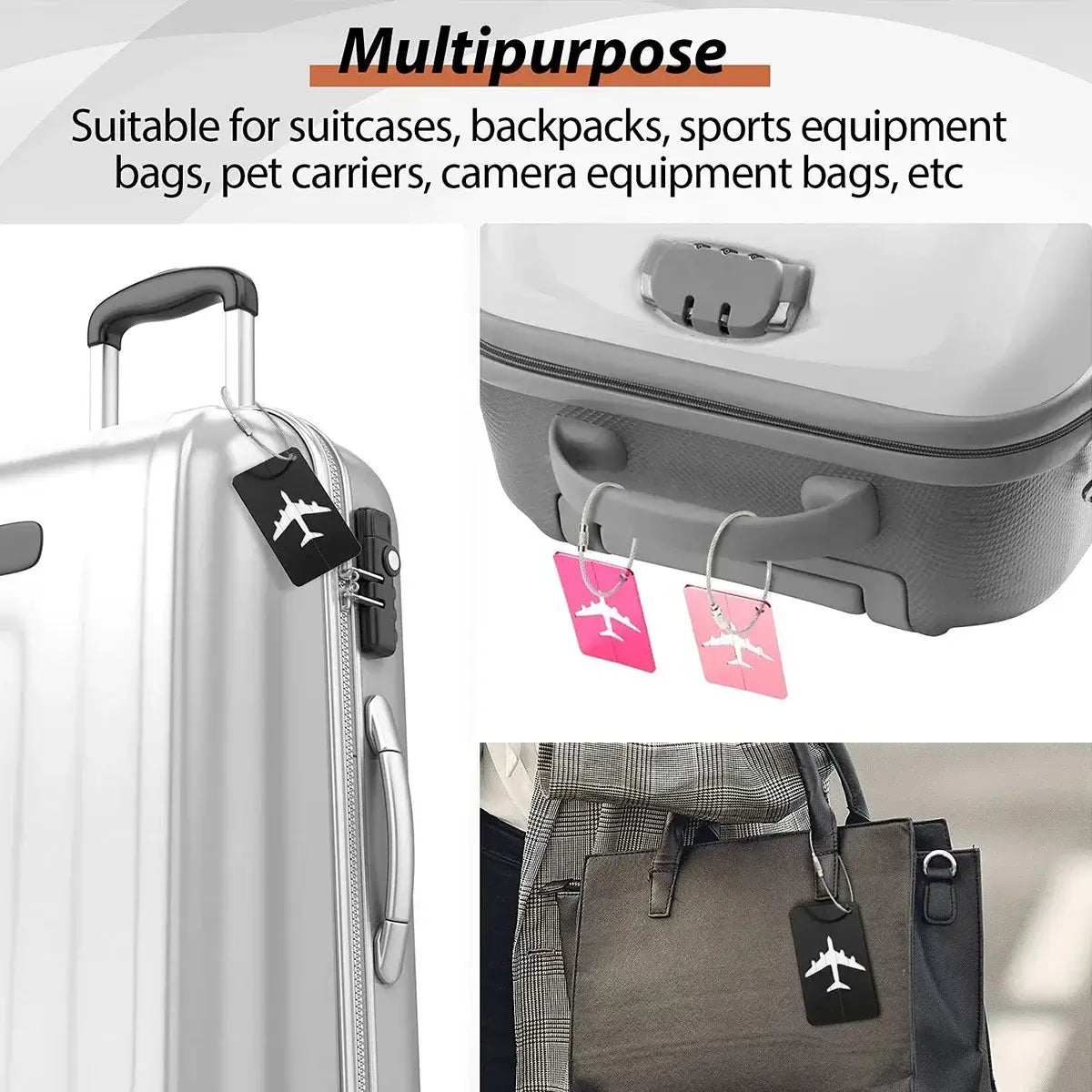 Aluminium Alloy Aircraft Luggage Tag – Durable Anti-Lost Travel ID Tag with Name Card Solid Color Travel Accessory