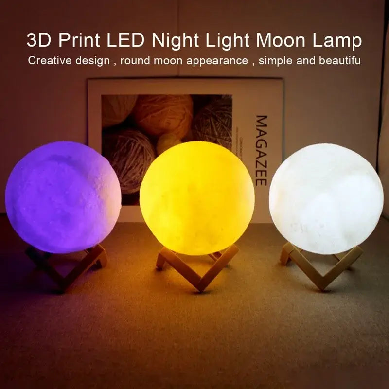 LED 3D Moon Night Light – Book Light Galaxy Lamp with Warm/White/7-Color Modes Battery Powered Kids Bedroom Decor &