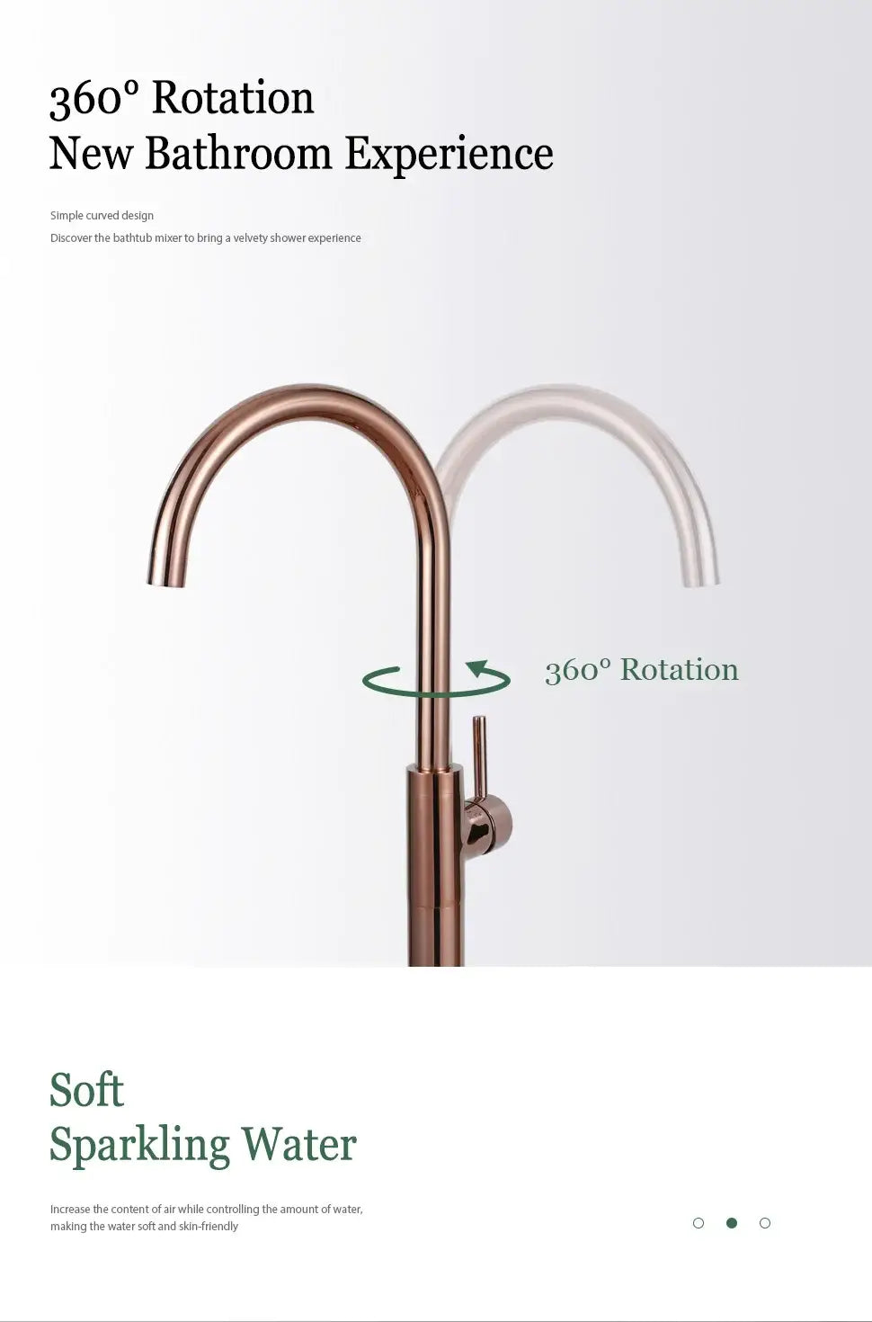 Bathroom Bathtub Floor Stand Faucet Rose Gold Mixer Single Handle Tap 360 Rotation Spout With Brass Hand Hot &Cold