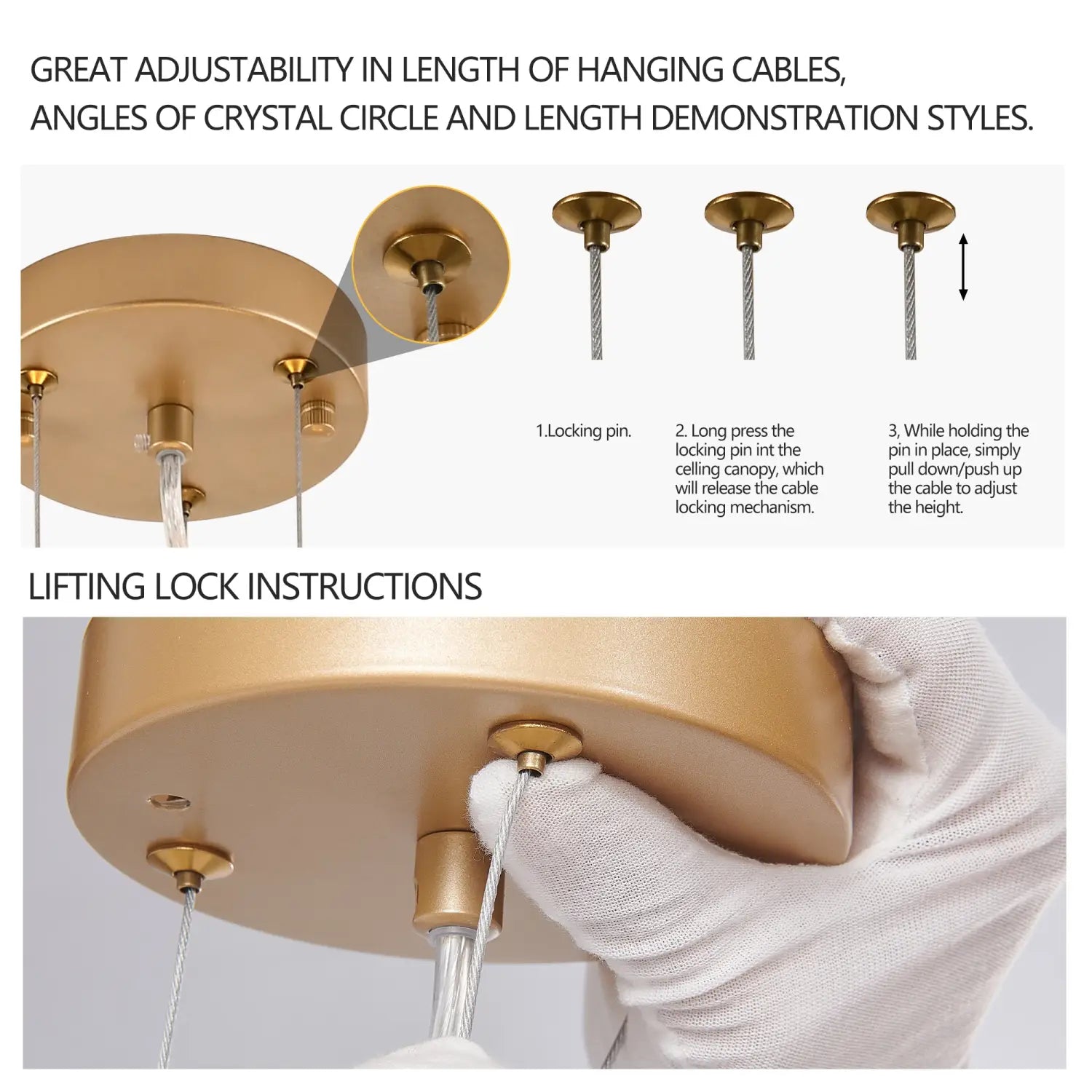 Modern Golden Chandelier Cascading Crystal Strings - Lighting for Living Room Dining Room Foyer