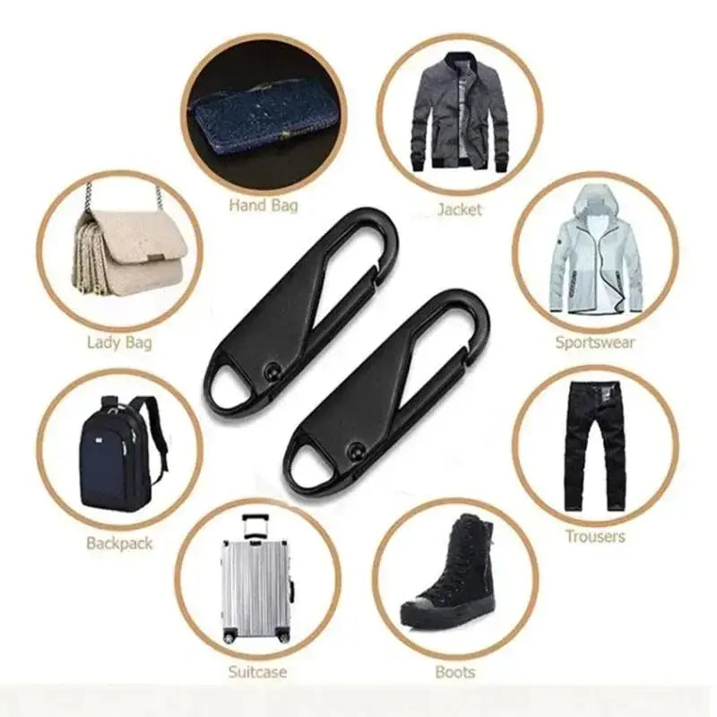 5pcs Universal Replacement Zipper Slider Pullers – Metal Alloy Zip Repair Kit for Luggage Bags Jackets & DIY Sewing