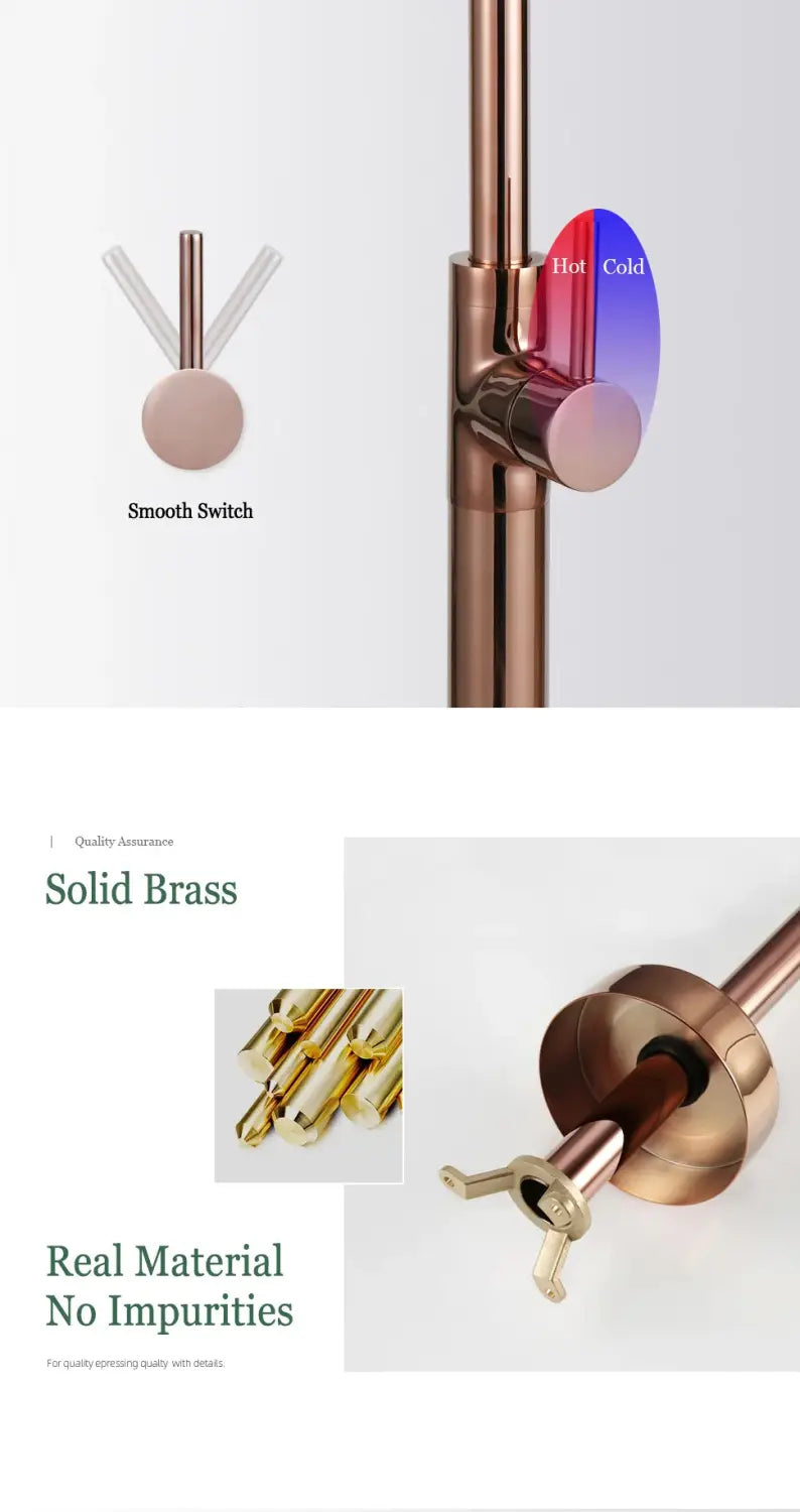 Bathroom Bathtub Floor Stand Faucet Rose Gold Mixer Single Handle Tap 360 Rotation Spout With Brass Hand Hot &Cold