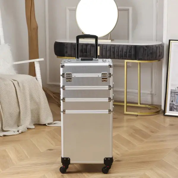 4pcs 拉杆式带万向轮 ABS 银色 化妆箱 75*35*25cm N001-34