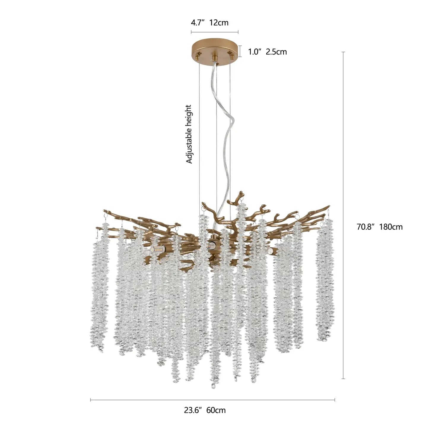 Modern Golden Chandelier Cascading Crystal Strings - Lighting for Living Room Dining Room Foyer