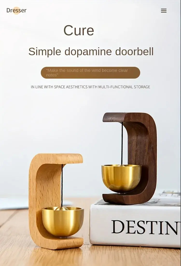 Brass Magnetic Doorbell Wind Chime – C-Shaped Reminder Bell for Home Car or Office Decor | Housewarming Gift