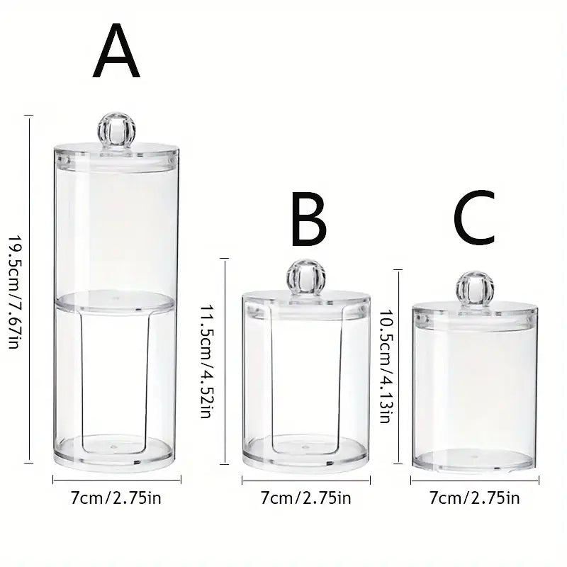 Acrylic Storage Box Bathroom Jar Makeup Organizer Cotton Round Pad Holder Cotton Swab Box Qtip Holder Dispenser