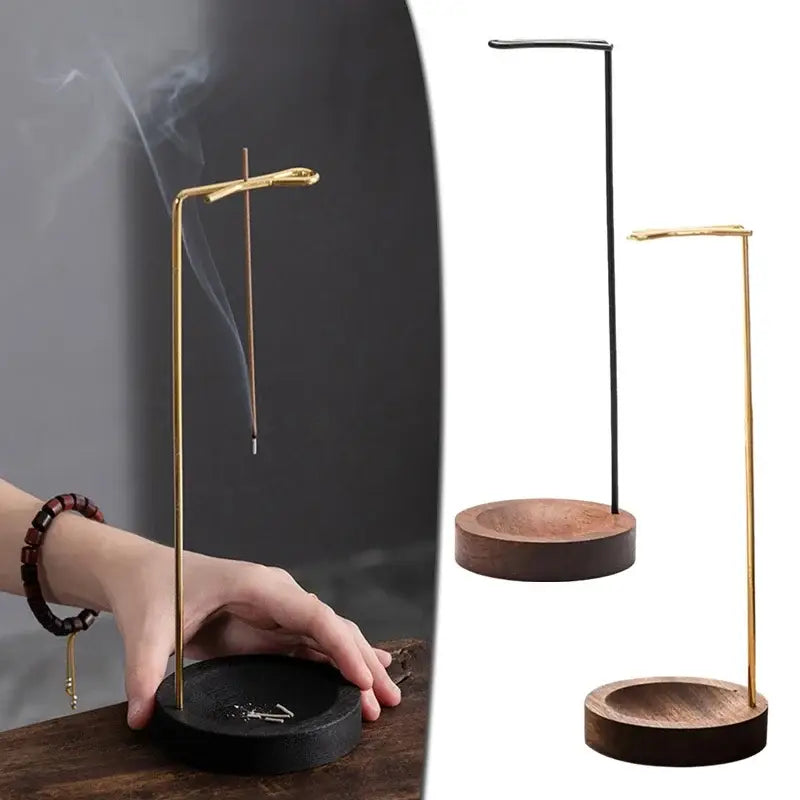 Creative Wooden Upside Down Incense Burner Stick Holder Round Tray for Home Yoga & Meditation Decor