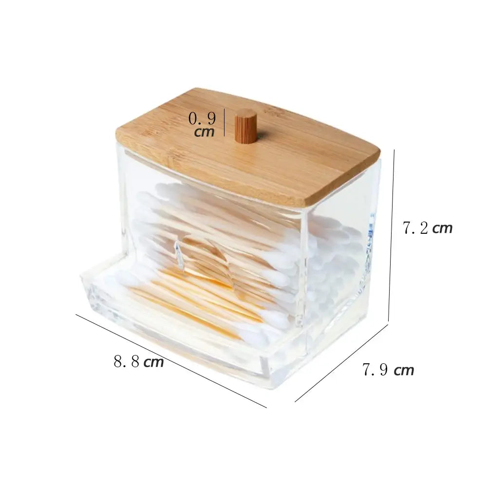 Acrylic Storage Box Bathroom Jar Makeup Organizer Cotton Round Pad Holder Cotton Swab Box Qtip Holder Dispenser