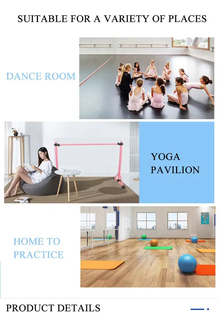 Portable 4ft Double Ballet Barre – Freestanding Ballet Yoga & Stretch Training Bar for Home or Studio