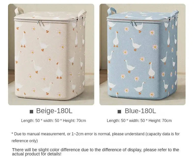 Large Capacity Clothes & Quilt Storage Bag – Foldable Non-Woven Wardrobe Organizer Box (100L / 140L / 180L)