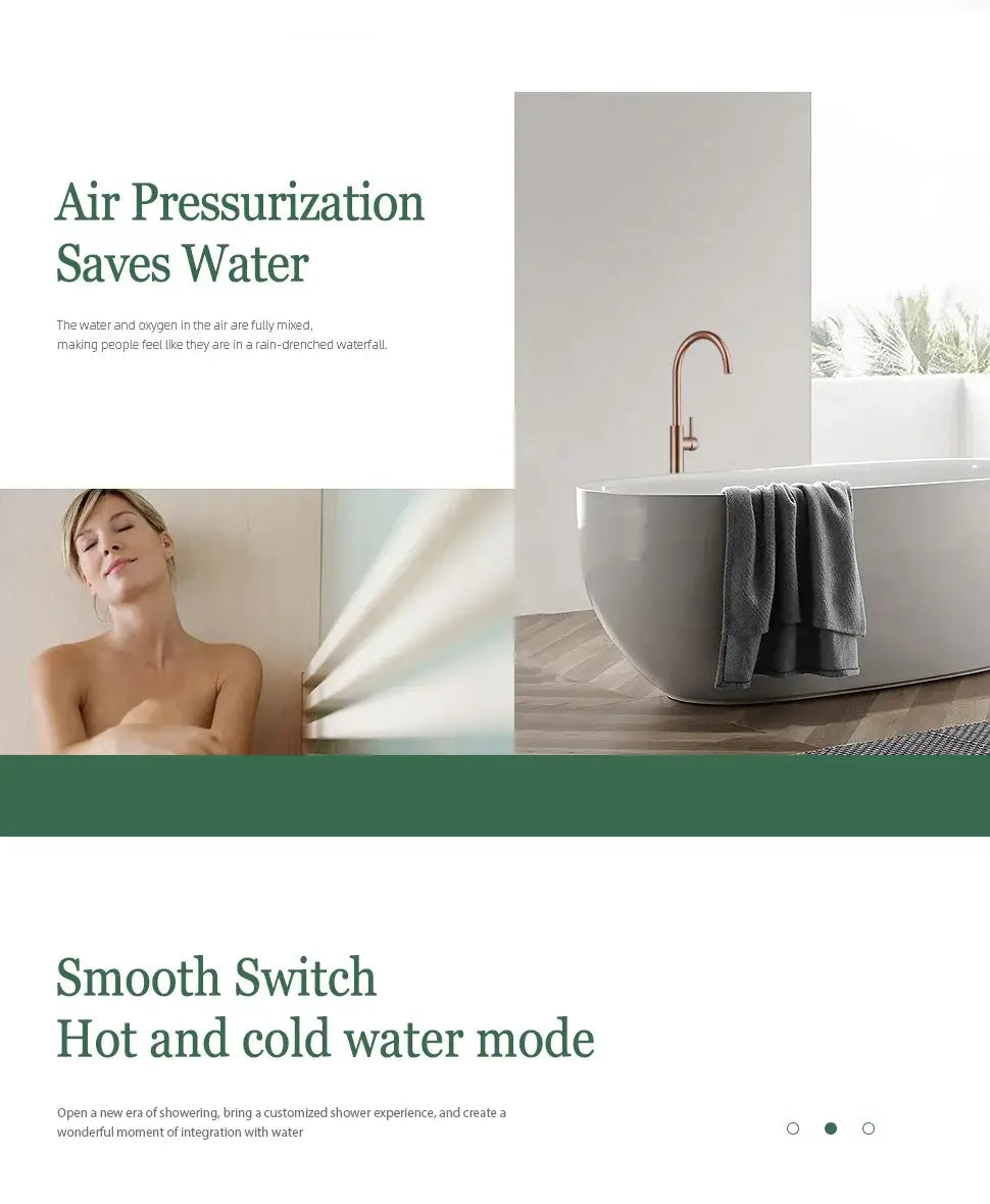 Bathroom Bathtub Floor Stand Faucet Rose Gold Mixer Single Handle Tap 360 Rotation Spout With Brass Hand Hot &Cold