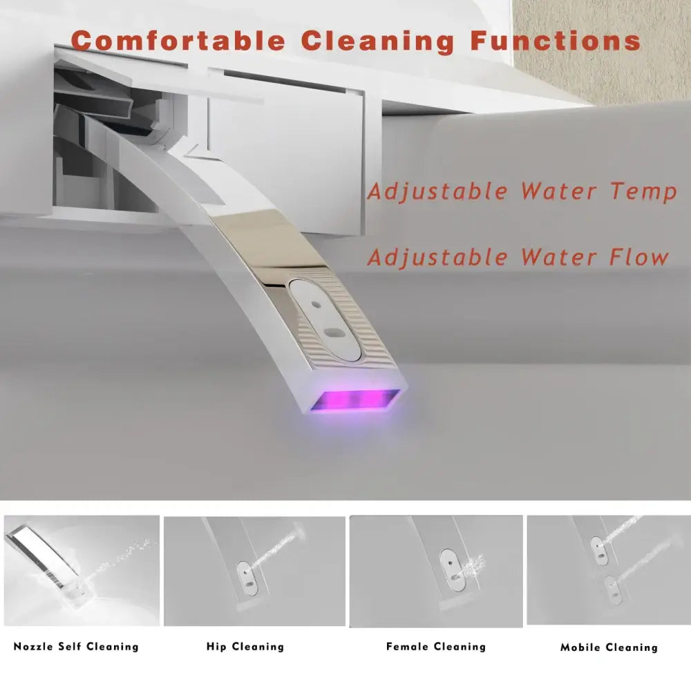 Luxury Smart Toilet with Bidet Seat Auto Open/Close Foot Sensor LED Display & Night Light