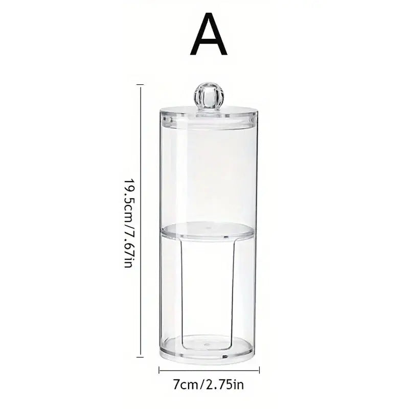 Acrylic Storage Box Bathroom Jar Makeup Organizer Cotton Round Pad Holder Cotton Swab Box Qtip Holder Dispenser