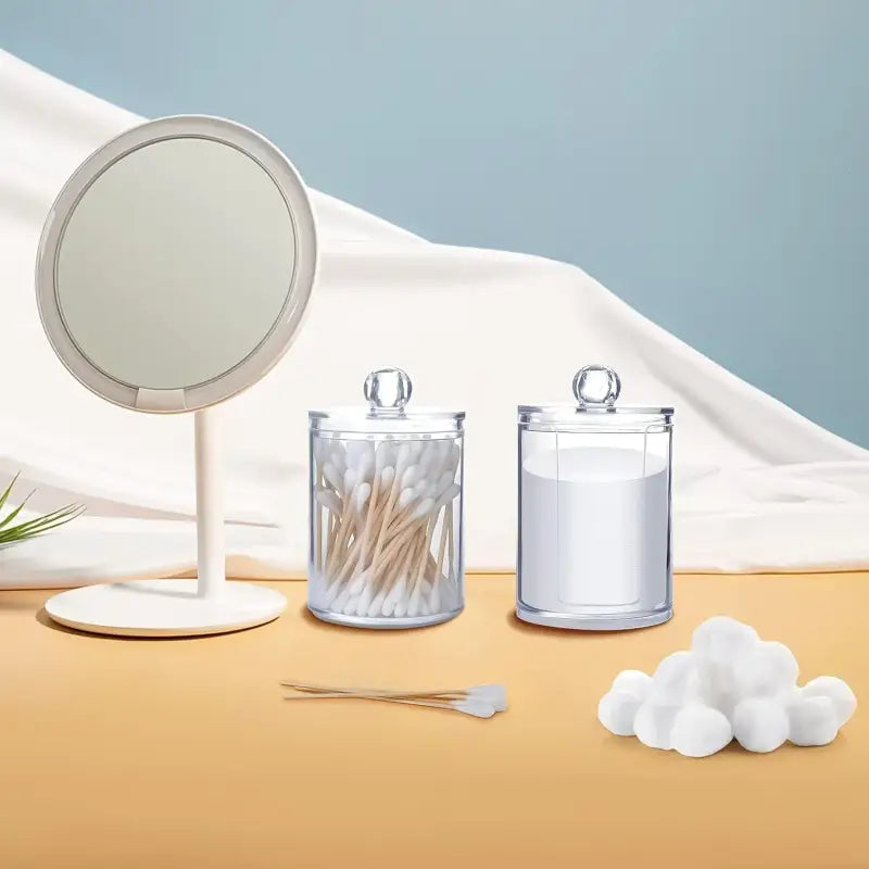 Acrylic Storage Box Bathroom Jar Makeup Organizer Cotton Round Pad Holder Cotton Swab Box Qtip Holder Dispenser