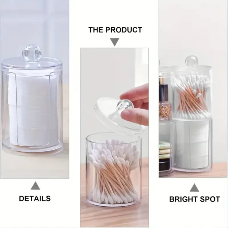 Acrylic Storage Box Bathroom Jar Makeup Organizer Cotton Round Pad Holder Cotton Swab Box Qtip Holder Dispenser