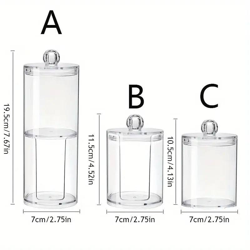 Acrylic Storage Box Bathroom Jar Makeup Organizer Cotton Round Pad Holder Cotton Swab Box Qtip Holder Dispenser
