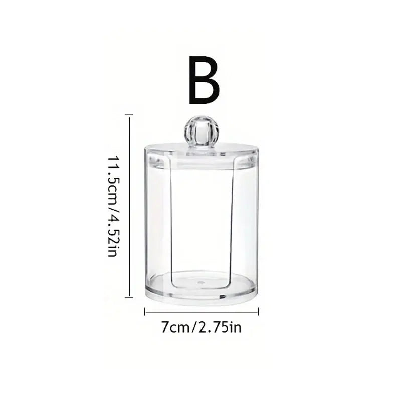 Acrylic Storage Box Bathroom Jar Makeup Organizer Cotton Round Pad Holder Cotton Swab Box Qtip Holder Dispenser