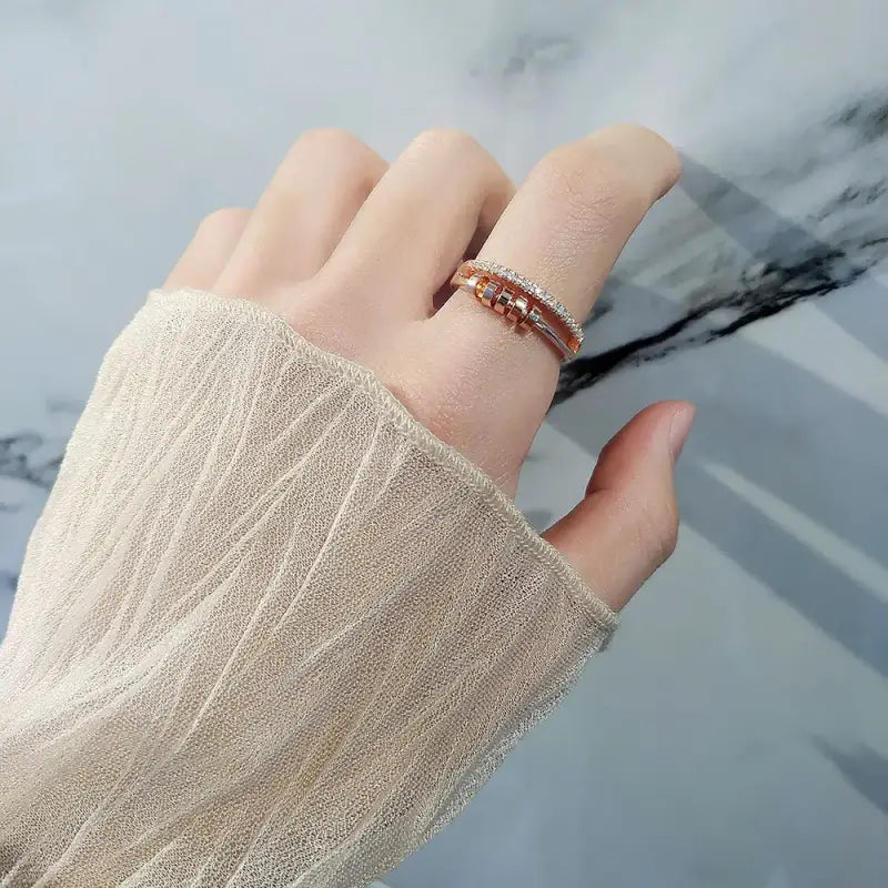 Adjustable Anxiety Ring Custom Name Ring – 925 Silver Fidget Spinner Meditation Ring for Stress Relief & Focus