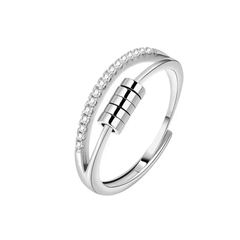 Adjustable Anxiety Ring Custom Name Ring – 925 Silver Fidget Spinner Meditation Ring for Stress Relief & Focus
