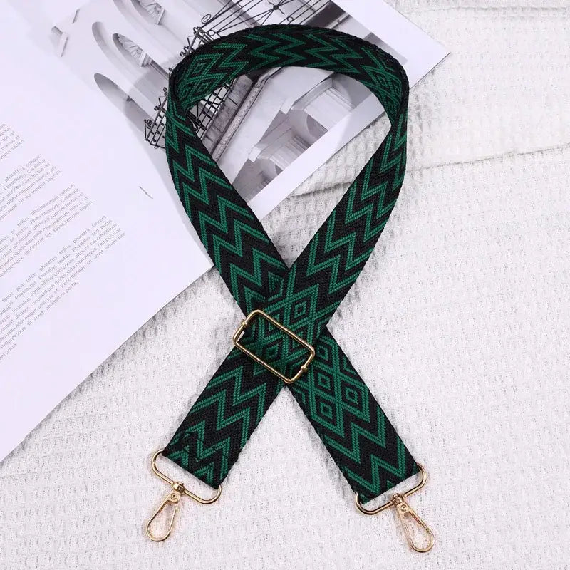 Adjustable Replacement Shoulder Bag Strap – Fashionable & Versatile Cloth Strap for Handbags Totes and Luggage - Green
