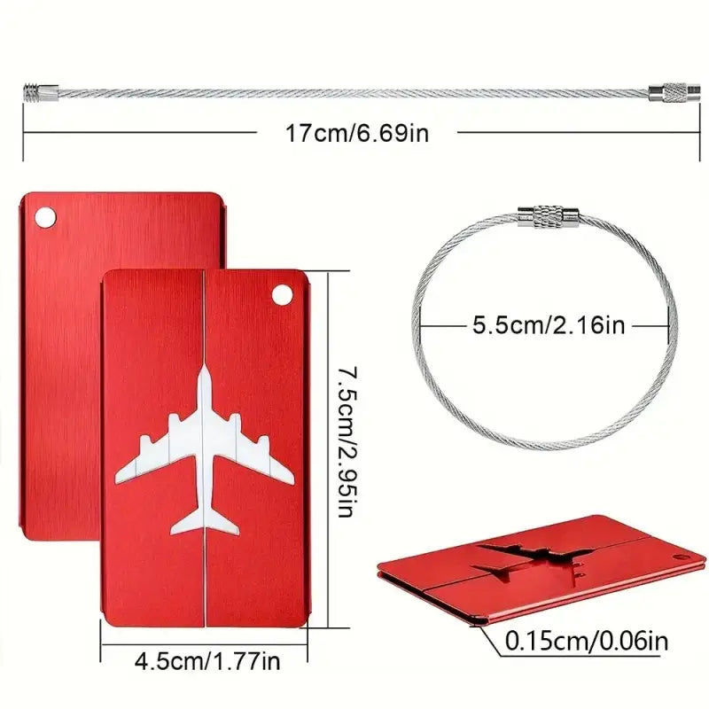 Aluminium Alloy Aircraft Luggage Tag – Durable Anti-Lost Travel ID Tag with Name Card Solid Color Travel Accessory