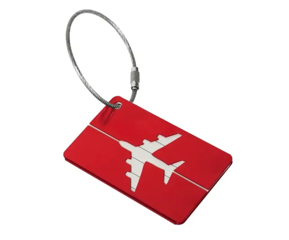 Aluminium Alloy Aircraft Luggage Tag – Durable Anti-Lost Travel ID Tag with Name Card Solid Color Travel Accessory - Red