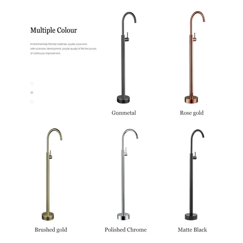Bathroom Bathtub Floor Stand Faucet Rose Gold Mixer Single Handle Tap 360 Rotation Spout With Brass Hand Hot &Cold