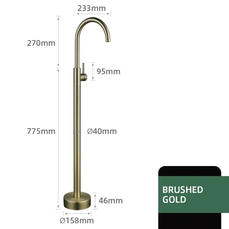 Bathroom Bathtub Floor Stand Faucet Rose Gold Mixer Single Handle Tap 360 Rotation Spout With Brass Hand Hot &Cold