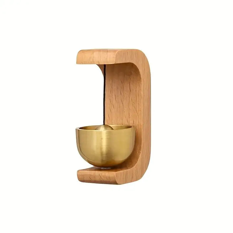 Brass Magnetic Doorbell Wind Chime – C-Shaped Reminder Bell for Home Car or Office Decor | Housewarming Gift - Khaki