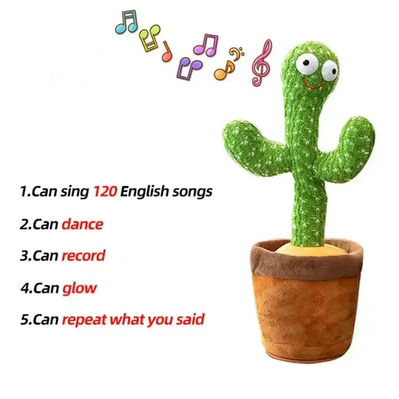 Dancing Cactus Toy – Talking Singing Wriggling Plush Toy with Light & Sound | Repeats What You Say | Fun Interactive