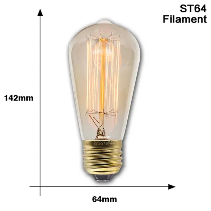 Edison Vintage Light Bulb – 40W E27 Incandescent Filament Bulb for Room Decor Christmas or Industrial Lighting