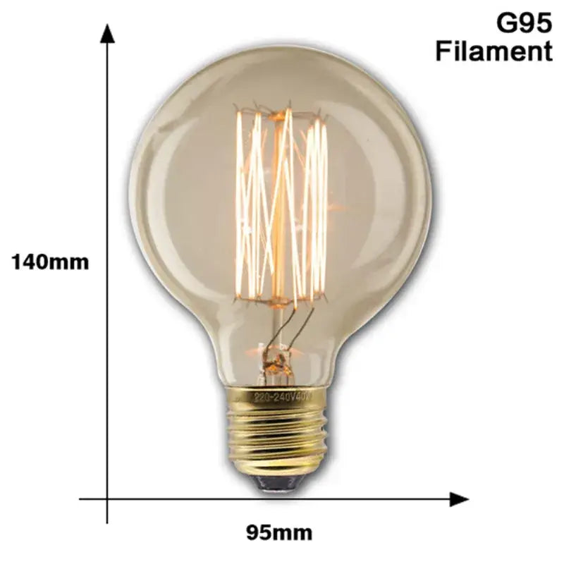 Edison Vintage Light Bulb – 40W E27 Incandescent Filament Bulb for Room Decor Christmas or Industrial Lighting