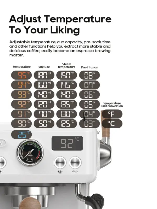 HiBREW Semi-Automatic Espresso Machine 20Bar Pressure Adjustable Temperature for Cappuccino