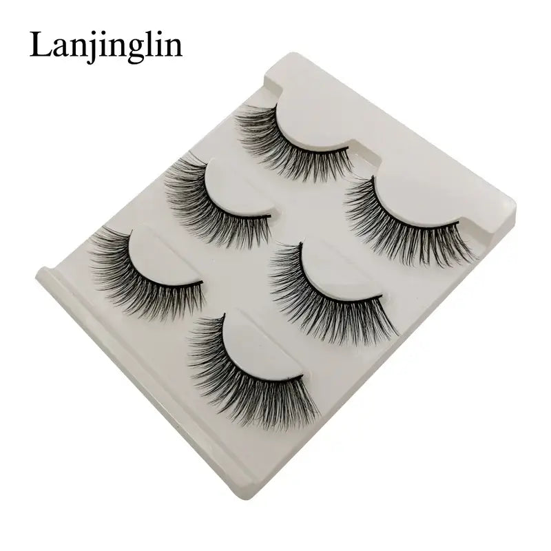 LANJINGLIN 3 Pairs 3D Faux Mink Hair False Eyelashes – Soft Wispy Fluffy Reusable Lashes - G307 / lashes